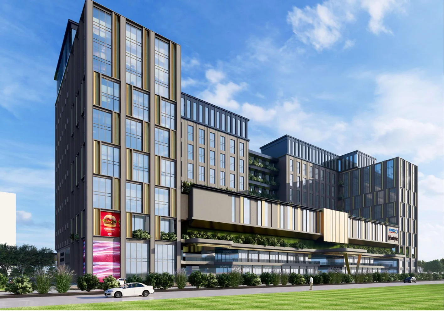 A BeTogether Center Point commercial development with retail podium and towers (artistic impression)